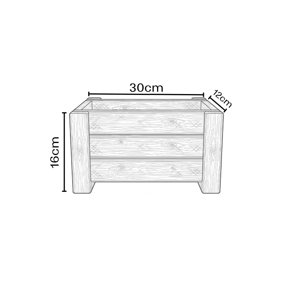 Wooden Slatted Flower Pot 30x16 CM