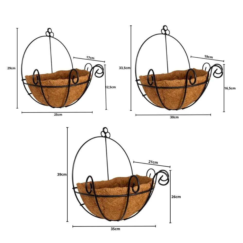 Coconut Fiber Wall Mounted Half Pot Flower Pot