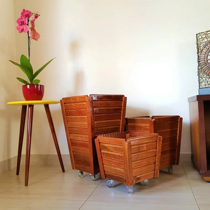 Wooden Flower Pots With Wheels